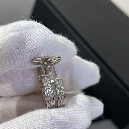 [⭐Veyra]LOVE DIAMOND SILVER HOOP EARRINGS