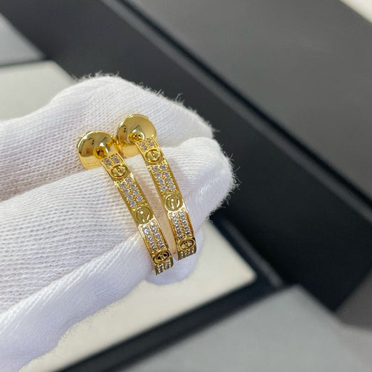 [⭐Veyra]LOVE DIAMOND GOLD HOOP EARRINGS