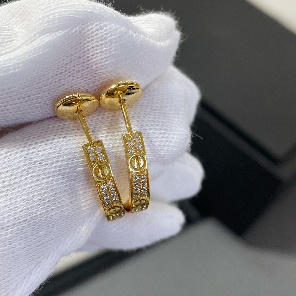 [⭐Veyra]LOVE DIAMOND GOLD HOOP EARRINGS