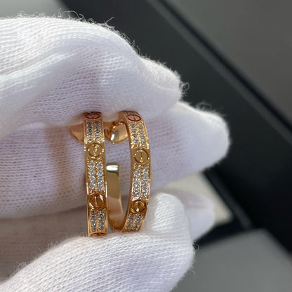 [⭐Veyra]LOVE DIAMOND PINK GOLD HOOP EARRINGS