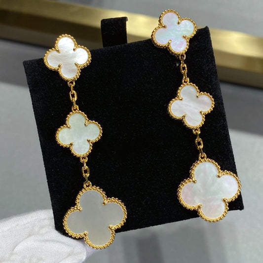 [⭐Veyra]CLOVER MOP 3 MOTIFS GOLD EARRINGS