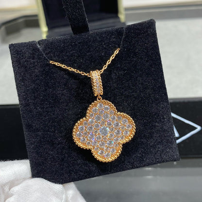 [⭐Veyra]CLOVER 25MM LARGE PEDANT DIAMOND PAVED LONG NECKLACE