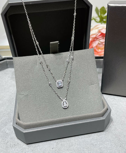 [⭐Veyra]MY TWIN 2 ROW DIAMOND NECKLACE