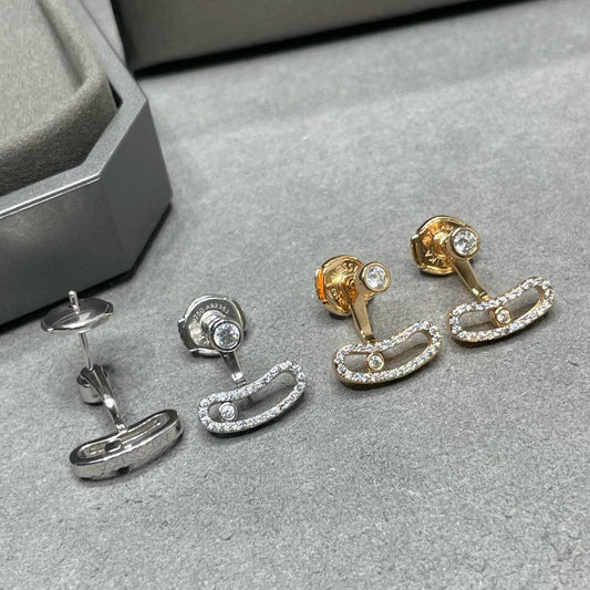 [⭐Veyra]MOVE UNO PINK GOLD DIAMOND EARRINGS