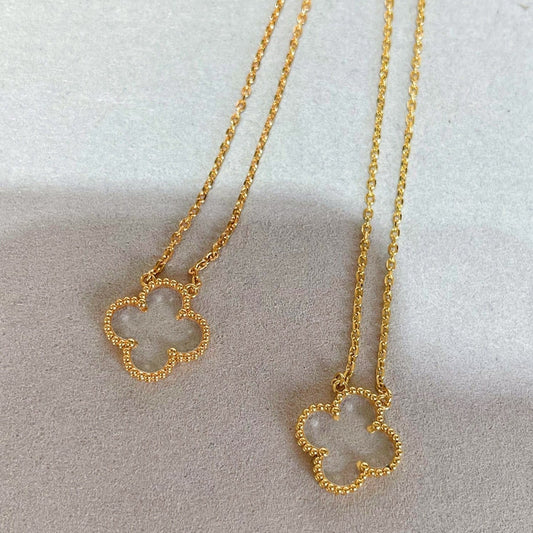 [⭐Veyra]CLOVER ROCK CRYSTAL ROSE GOLD NECKLACE