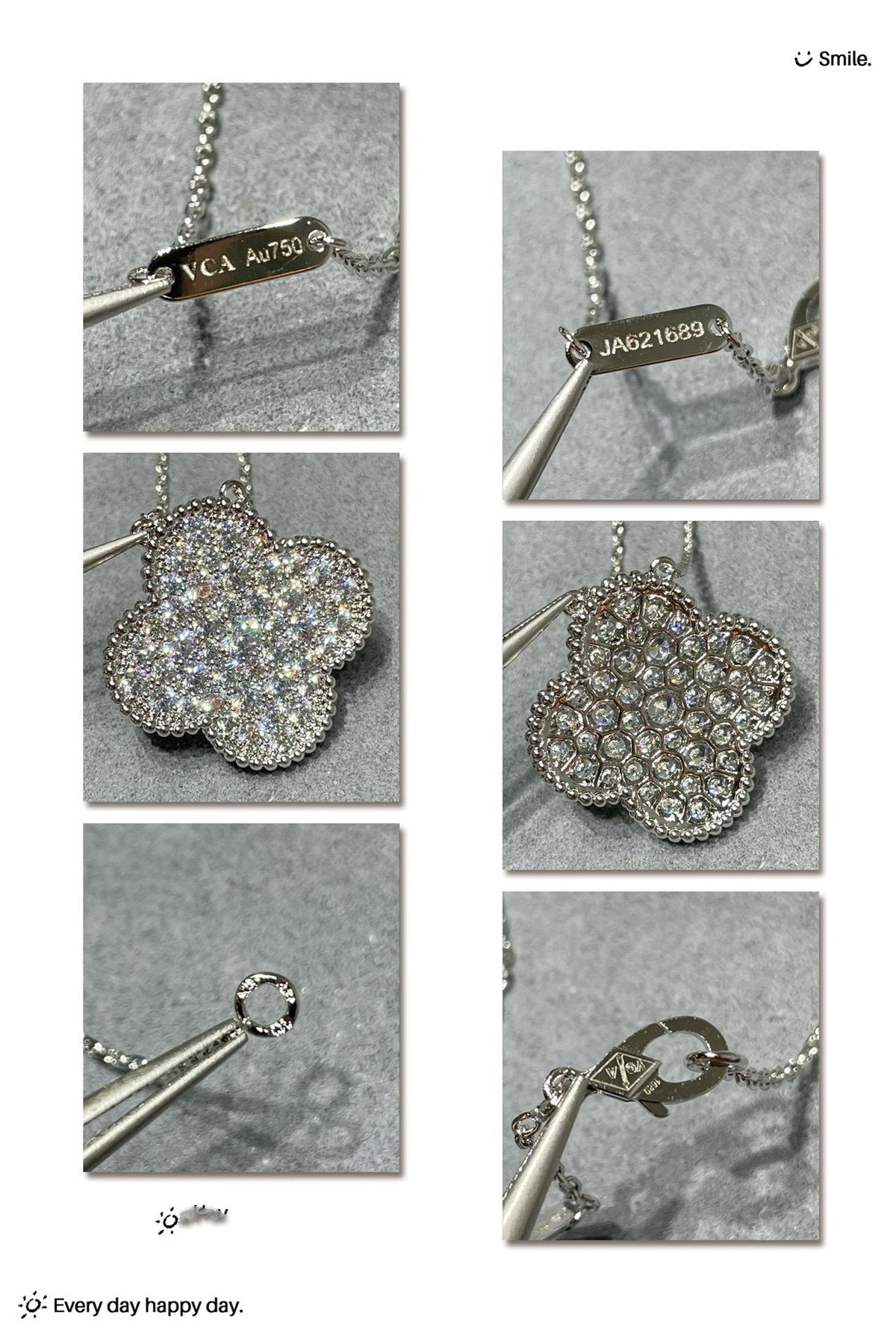 [⭐Veyra]CLOVER 25MM LARGE PENDANT DIAMOND PAVED SILVER NECKLACE