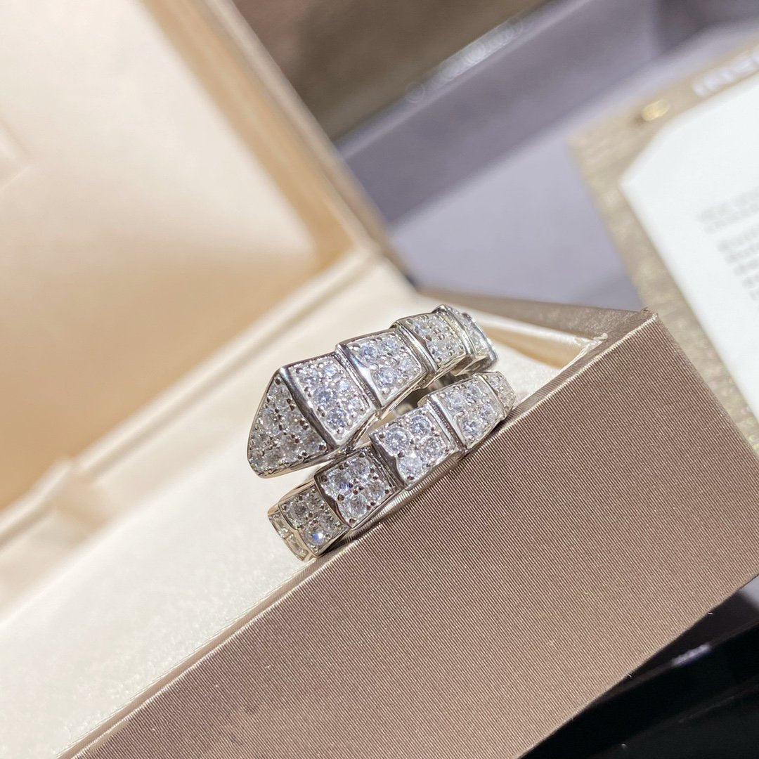 [⭐Veyra]SERPENTI RING SILVER DIAMOND PAVED