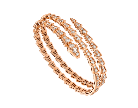 [⭐Veyra]SERPENTI BRACELET PINK GOLD DIAMOND DOUBLE ROW