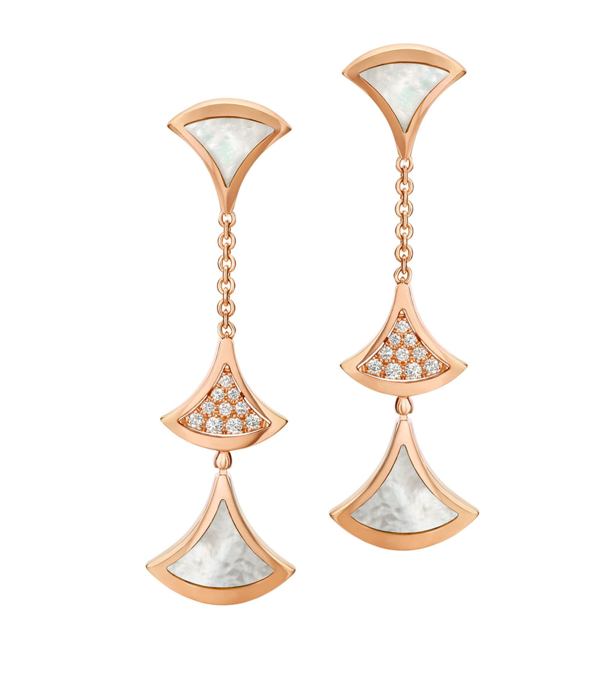 [⭐Veyra]DREAM EARRINGS 3 MOTIFS DIAMOND MOP PINK GOLD