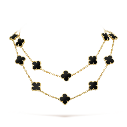 [⭐Veyra]CLOVER 20 MOTIFS ONYX NECKLACE