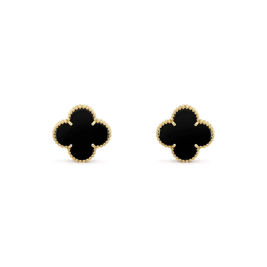[⭐Veyra]CLOVER MEDIUM 1 MOTIFS  ONYX STUD EARRINGS