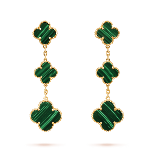 [⭐Veyra]CLOVER MALACHITE 3 MOTIFS GOLD