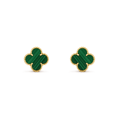 [⭐Veyra]CLOVER MEDIUM 1 MOTIFS MALACHITE  EARRINGS