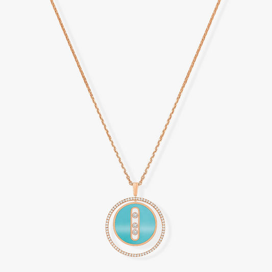 [⭐Veyra]Demo MOVE 3 DIAMONDS TURQUOISE PINK GOLD DIAMOND NECKLACE