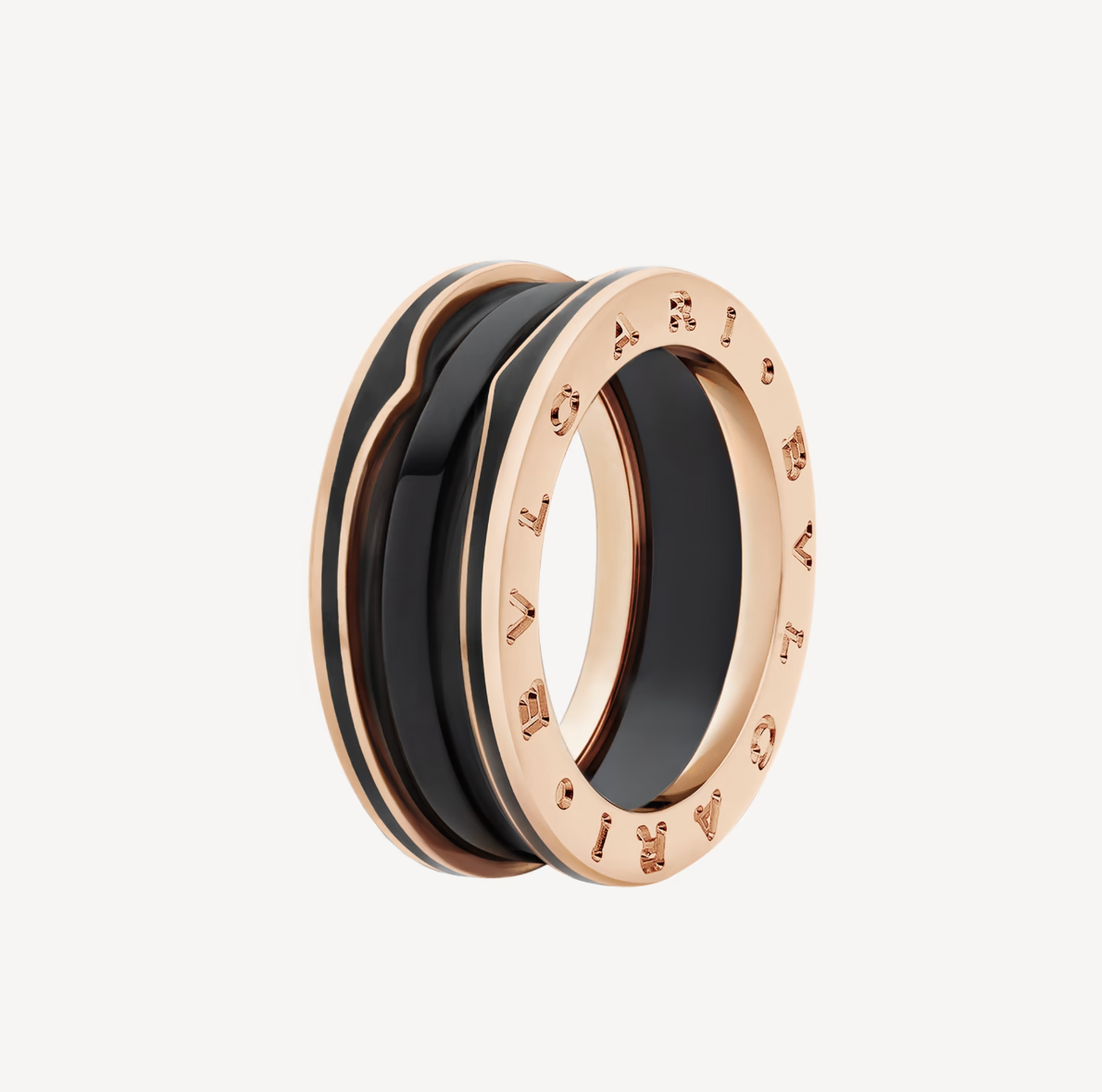 [⭐Veyra]ZERO 1 TWO-BAND WITH MATTE BLACK CERAMIC PINK GOLD RING