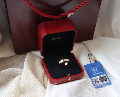 [⭐Veyra]LOVE RING 5.5MM 6 DIAMONDS PINK GOLD