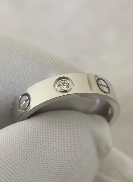 [⭐Veyra]LOVE RING 4MM 1 DIAMOND SILVER