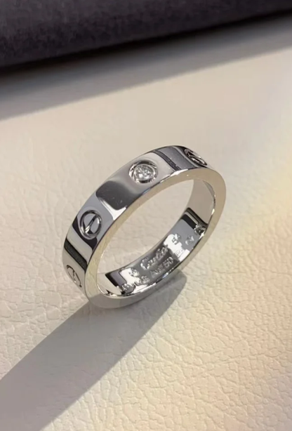 [⭐Veyra]LOVE RING 4MM 1 DIAMOND SILVER