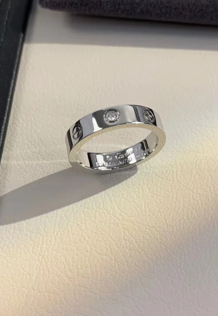[⭐Veyra]LOVE RING 4MM 1 DIAMOND SILVER