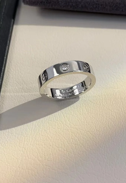 [⭐Veyra]LOVE RING 4MM 1 DIAMOND SILVER