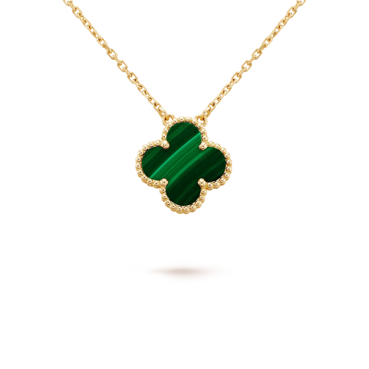 [⭐Veyra]CLOVER 15MM MALACHITE SINGLE FLOWER  NECKLACE