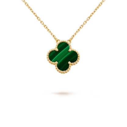 [⭐Veyra]CLOVER 15MM MALACHITE SINGLE FLOWER  NECKLACE