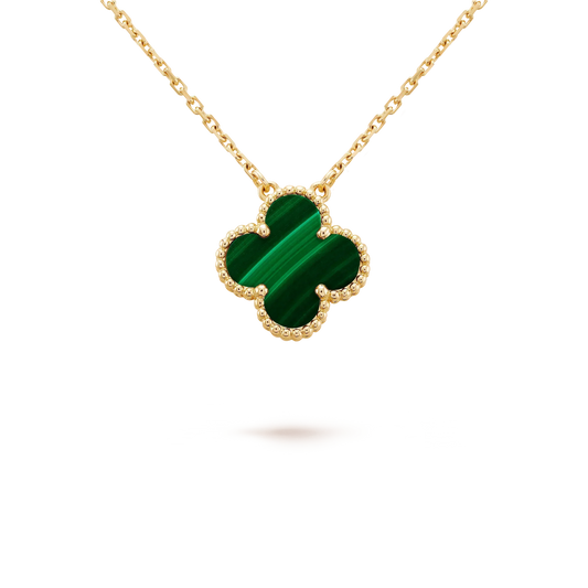 [⭐Veyra]CLOVER 15MM MALACHITE SINGLE FLOWER  NECKLACE