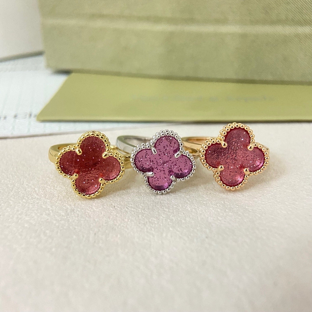 [⭐Veyra]NEW ROSE QUARTZ FOUR-LEAF CLOVER RING