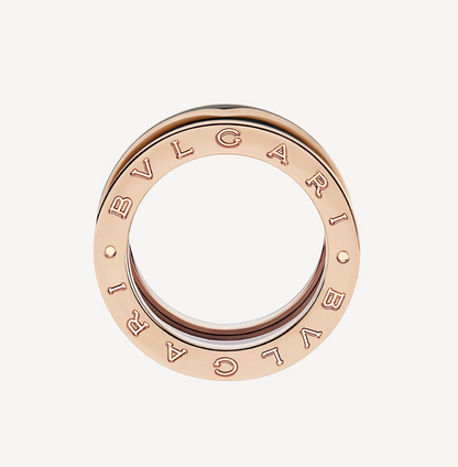 [⭐Veyra]ZERO 1 TWO-BAND WITH MATTE BLACK CERAMIC PINK GOLD RING