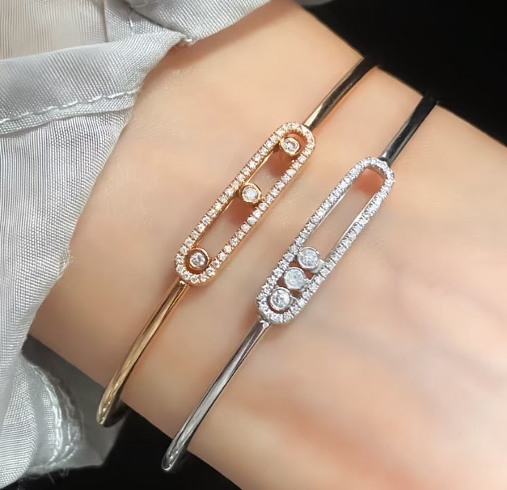 [⭐Veyra]Move Pavé Diamond Bangle Bracelet M