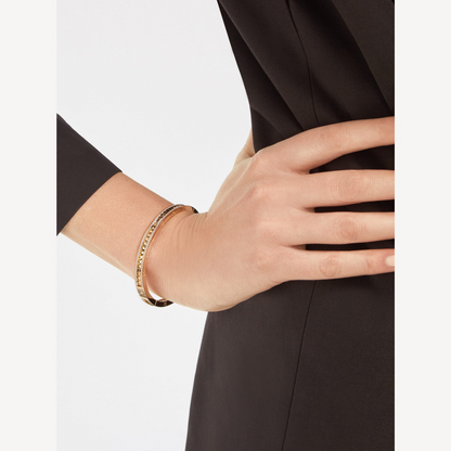 [⭐Veyra]ZERO 1 SPIRAL AND PAVED DIAMOND GOLD BRACELET