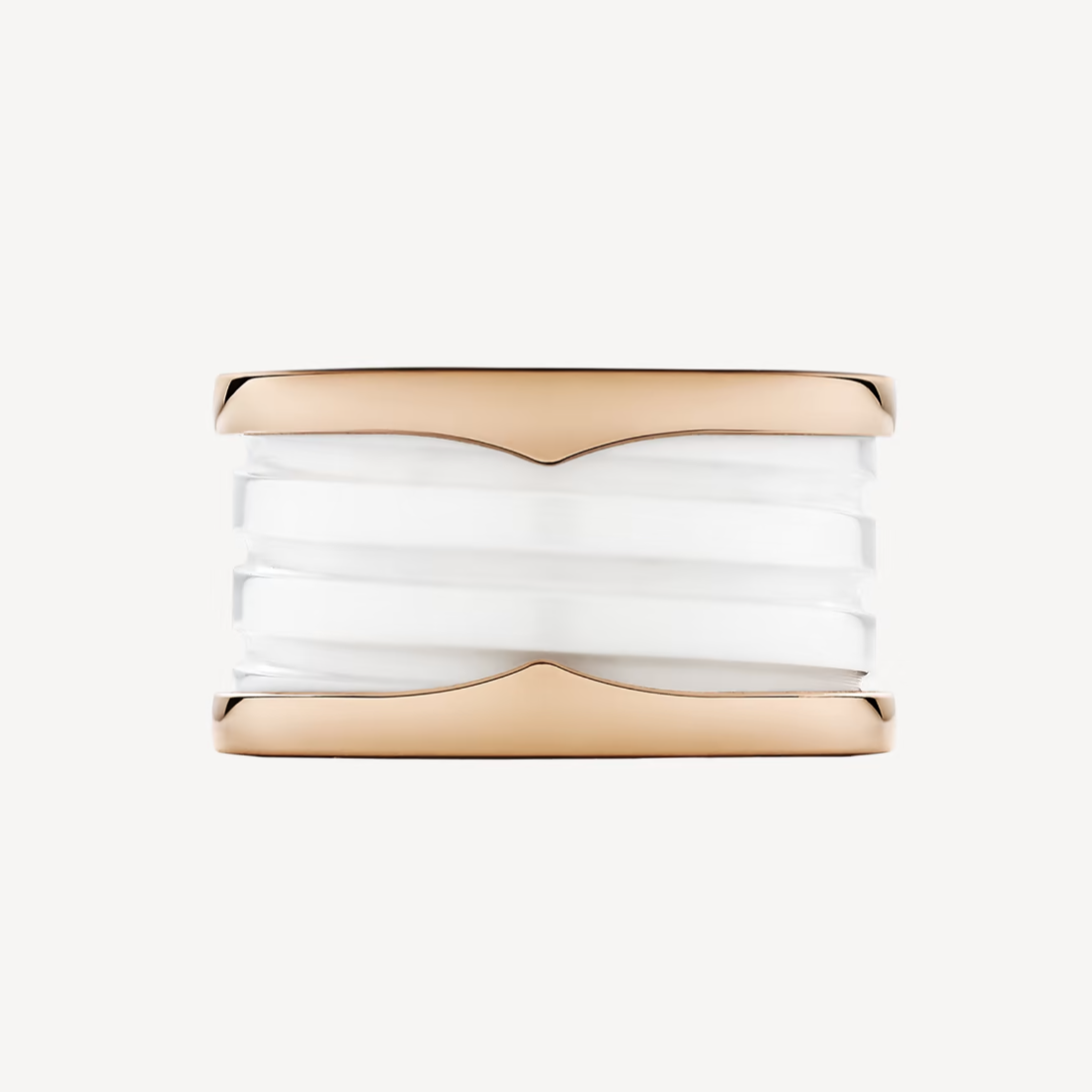 [⭐Veyra]ZERO 1 FOUR-BAND LOOPS AND WHITE CERAMIC SPIRAL PINK GOLD RING