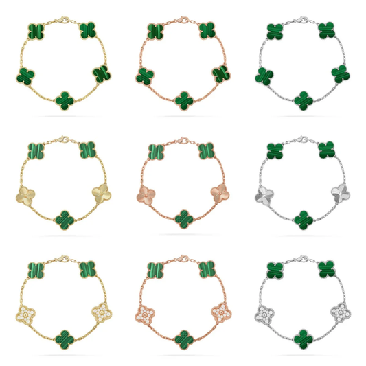 [⭐Veyra] CLOVER 5 MOTIF MALACHITE BRACELET COLLECTION