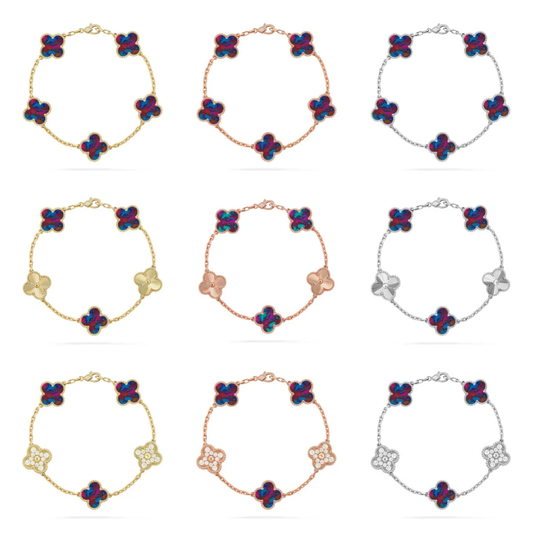 [⭐Veyra]CLOVER 5 MOTIF COLOR GEMSTONES BRACELET COLLECTION