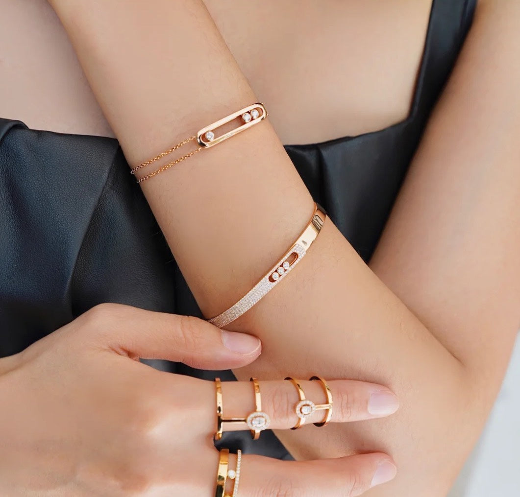 [⭐Veyra]Move Noa Rose Gold Pavé Diamond Bangle Bracelet