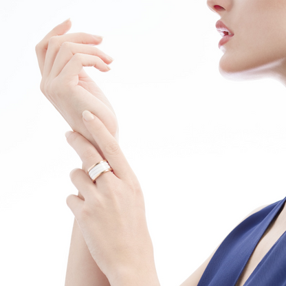 [⭐Veyra]ZERO 1 FOUR-BAND LOOPS AND WHITE CERAMIC SPIRAL PINK GOLD RING