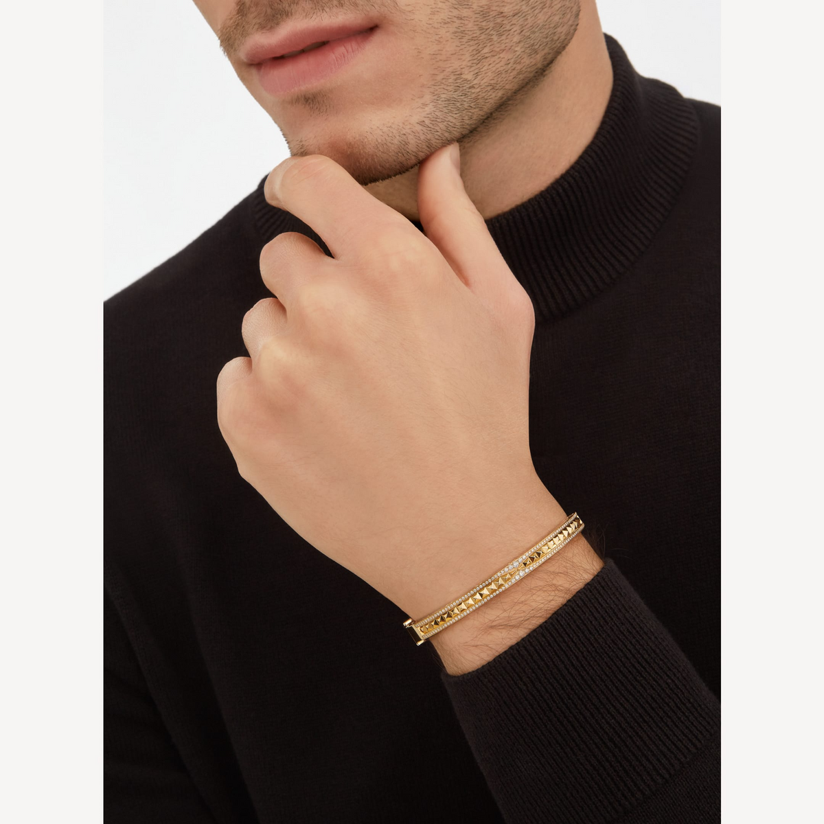 [⭐Veyra]ZERO 1 SPIRAL AND PAVED DIAMOND GOLD BRACELET