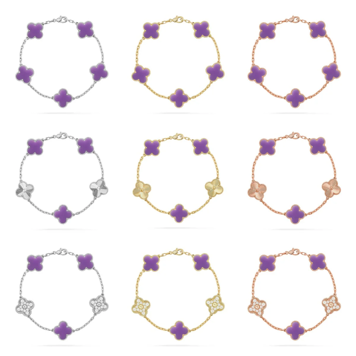 [⭐Veyra]CLOVER 5 MOTIF LIGHT PURPLE BRACELET COLLECTION