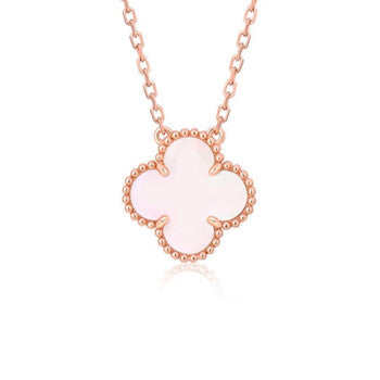 [⭐Veyra]CLOVER 15MM PINK MOTHER-OF-PEARL SINGLE FLOWER NECKLACE