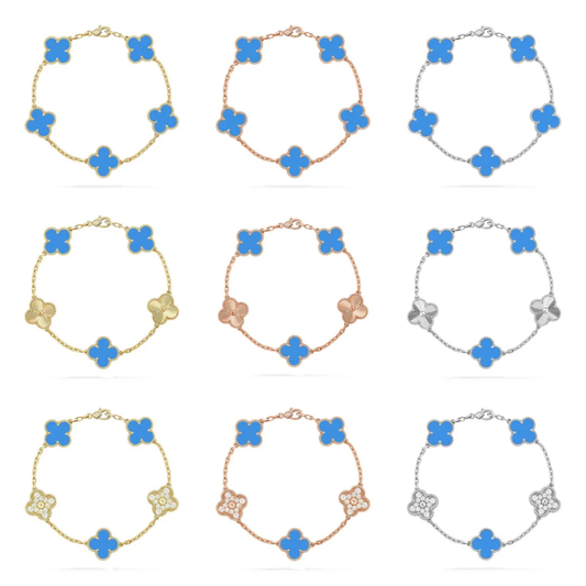 [⭐Veyra] CLOVER 5 MOTIF BLUE AGATE BRACELET COLLECTION