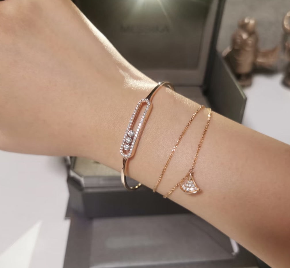 [⭐Veyra]Move Pavé Diamond Bangle Bracelet M