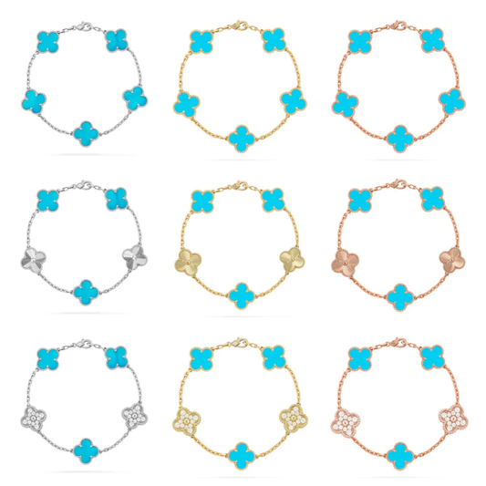 [⭐Veyra] CLOVER 5 MOTIF TURQUOISE BRACELET COLLECTION