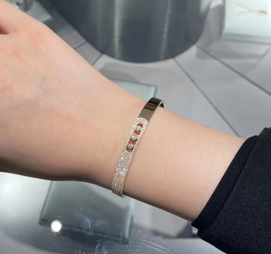 [⭐Veyra]Move Noa Rose Gold Pavé Diamond Bangle Bracelet