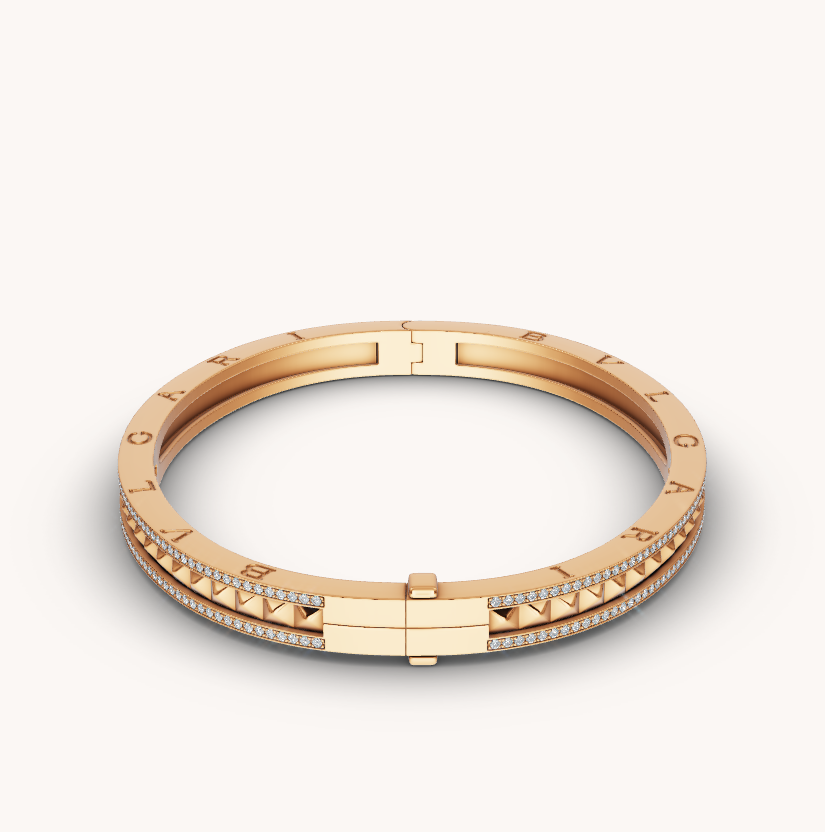 [⭐Veyra]ZERO 1 SPIRAL AND PAVED DIAMOND GOLD BRACELET