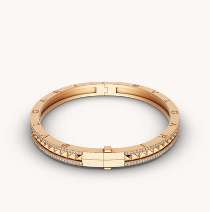 [⭐Veyra]ZERO 1 SPIRAL AND PAVED DIAMOND GOLD BRACELET