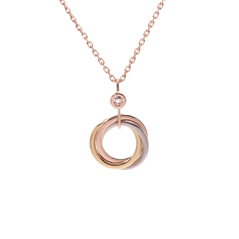 [⭐Veyra]TRINITY SILVER GOLD PINK GOLD NECKLACE
