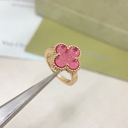 [⭐Veyra]NEW ROSE QUARTZ FOUR-LEAF CLOVER RING
