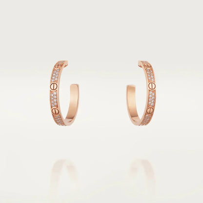 [⭐Veyra]LOVE DIAMOND PINK GOLD HOOP EARRINGS