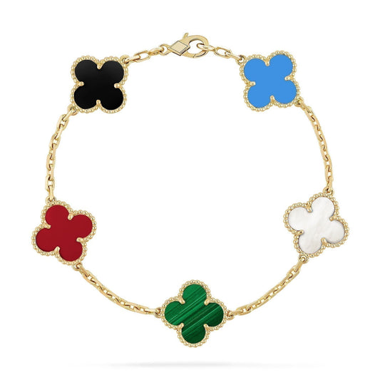 [⭐Veyra]CLOVER 5 MOTIFS MULTICOLOR BRACELET