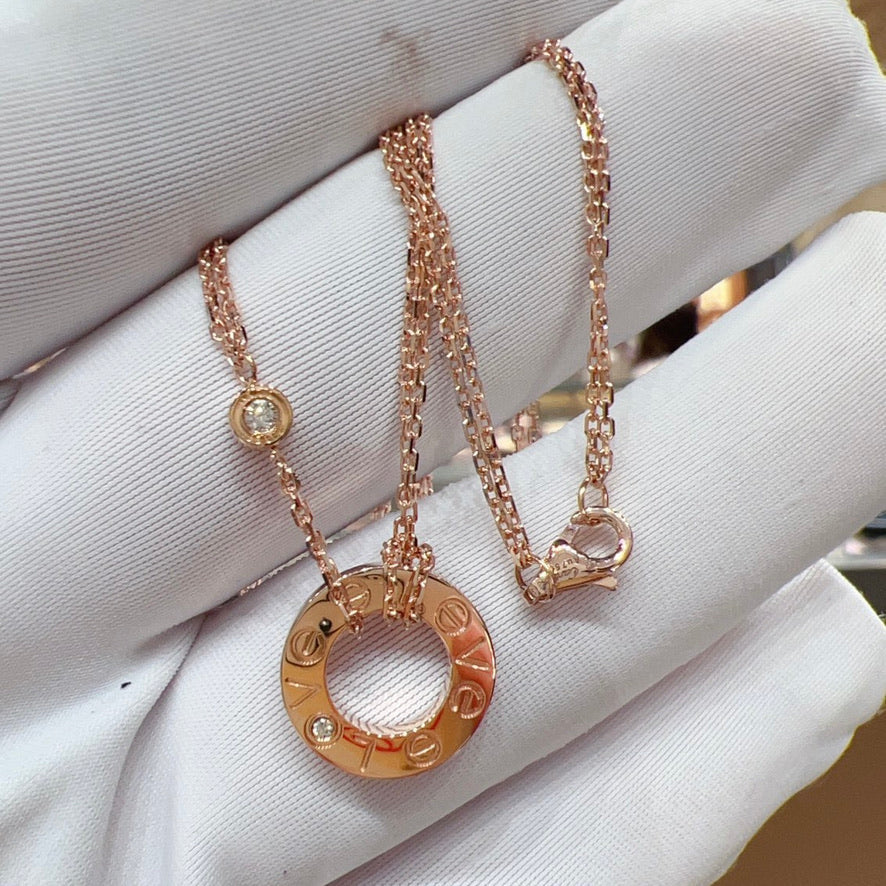 [⭐Veyra]LOVE NECKLACE 16MM 2 DIAMONDS